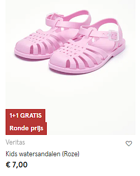Roze watersandalen bij Veritas 🩷 €3,50