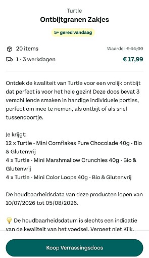 📦 Too Good To Go Verrassingsdozen: Alpro Dessert Vanilla, Snoepjes, Turtle Ontbijtgranen Zakjes & Catisfactions aan mooie korting!