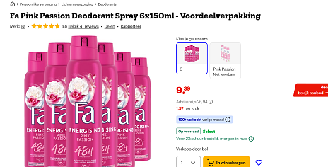 🌸 Fa Pink Passion Deodorant Spray 6x150ml Voordeelverpakking