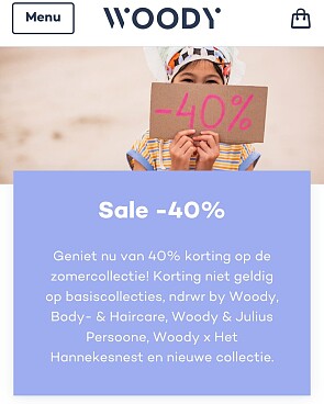 40% korting op Woody zomercollectie
