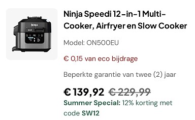 Ninja Speedi 12-in-1 Multi-Cooker, Airfryer en Slow Cooker