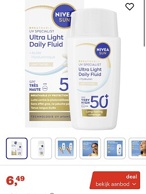 NIVEA SUN UV Face Light Daily Fluid Zonnebrand Gezicht SPF 50