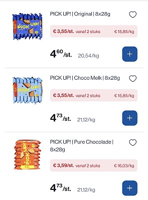 Pick up koekjes 8x28 gram in promo + coupon