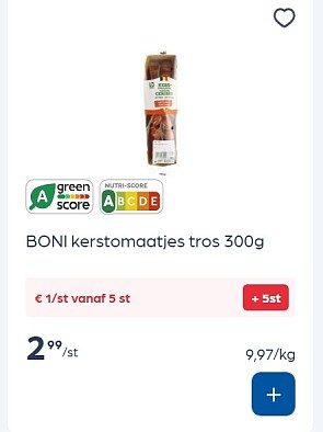 Boni kerstomaatjes tros 300 gram slechts 1,00€