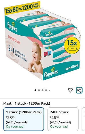 Pampers Sensitive Billendoekjes 15 x 80