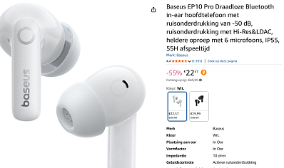 Draadloze Bluetooth in-ear hoofdtelefoon