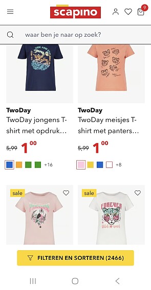 Kinder tshirts aan 1 euro