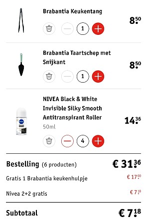 Nivea 2+2 én 2 Brabantia keukenhulpjes cadeau