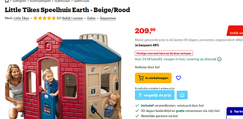 🏡 Little Tikes Speelhuis Earth, Beige/Rood
