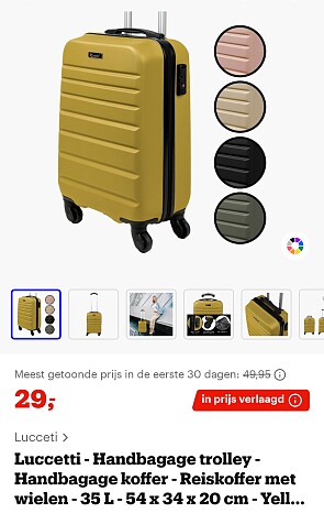 Handbagage koffer voor 29€