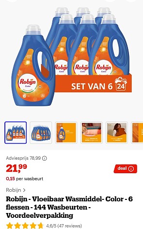 Robijn vloeibaar wasmiddel color 6 x 24