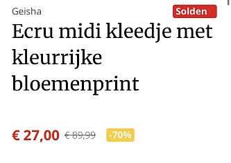 Ecru midi kleedje met kleurrijke bloemenprint -70%