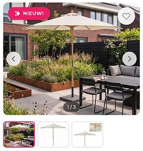 Houten Parasol Crème 250 cm