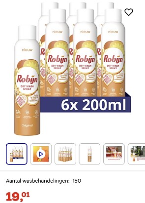 Robijn -Dry Wash Spray - Textiel Verfrisser