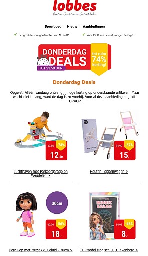 Lobbes.nl donderdagdeal tot -74%