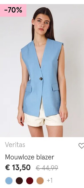 Mouwloze blazer 13,50€ ipv 44,99€!