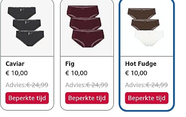 3 slips Hunkemöller voor 10€