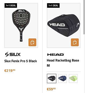 1 + 1GRATIS Op deelnemende rackets en tassen