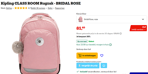 🎒✨ Kipling Class Room Rugzak - Bridal Rose