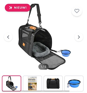Draagtas voor huisdieren 4-delig met voerbak