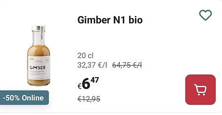 Gimber no 1 bio -50% op Delhaize.be