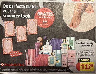 Gratis enkelbandje bij aankoop 2 Kruidvat merk producten