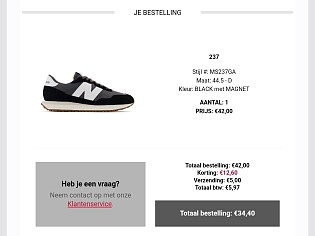 New Balance aan -58% besteld