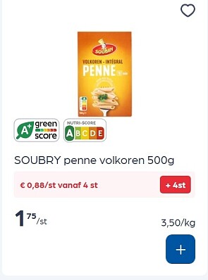 Soubry volkoren pasta -50%