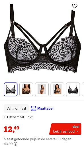 -71% Hunkemöller Kristina Non-Padded Underwired Longline Bra Zwart