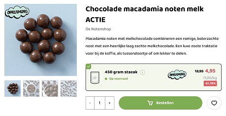 Pinda’s, rotsjes, noten tot -61%