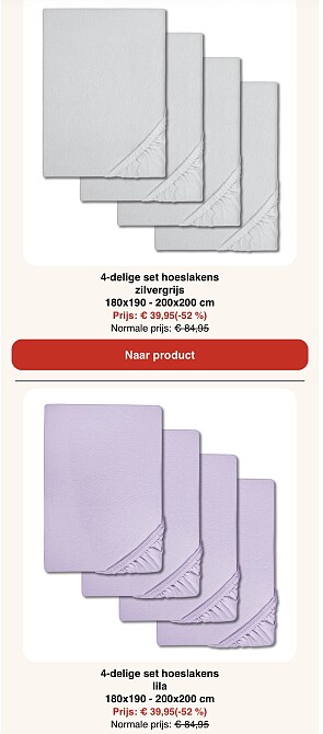 4-delige set hoeslakens -52%