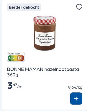 Bonne maman hazelnootpasta 360 gram in promo + coupon
