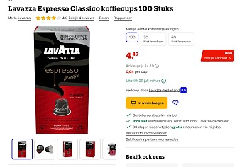 100 Lavazza cups voor 4,45€