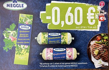 Coupon meggle aan frigo rayon bij Delhaize
