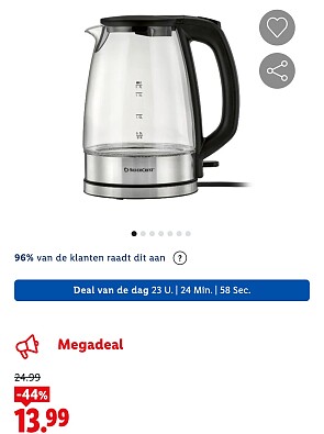 -44% Glazen waterkoker