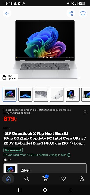 HP OMNIBOOK X FLIP 2-IN-1 LAPTOP NEXT GEN AI 16-AS0021NB nu voor 879.00euro inplaats van 899.00 euro
