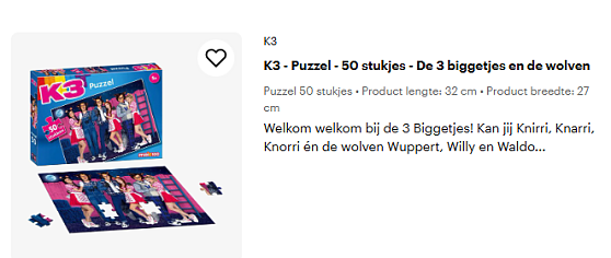 -36% K3 Puzzel 3 Biggetjes & wolven