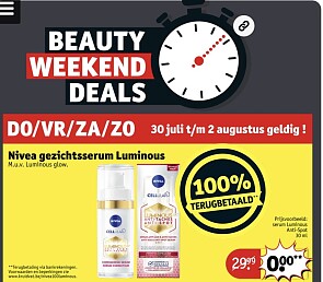 100% terugbetaald Nivea gezichtsserum luminous bij Kruidvat