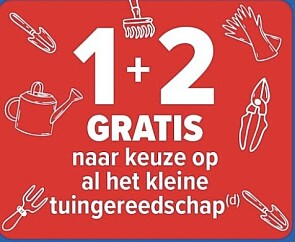1+2 gratis op alle kleine tuingereedschap naar keuze bij Carrefour hyper