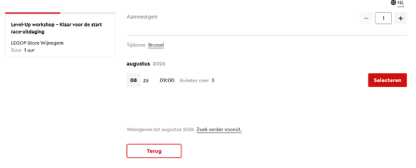 🏎️ LEGO Store: gratis Level-Up workshop "Klaar, af, racen maar!" Brussel en Wijnegem