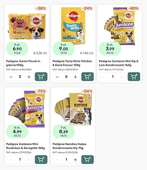 8st Pedigree Jumbone Mini Rundvlees & Gevogelte 160g -75%