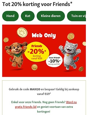 Tot -20% bij Maxi-Zoo, enkel vandaag
