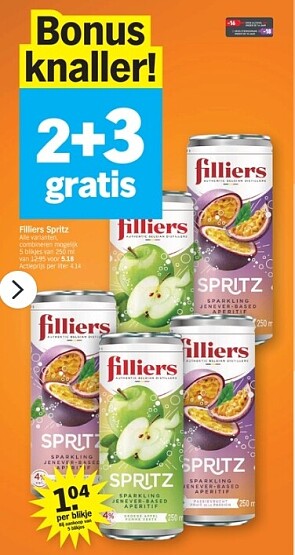 2+3 gratis op Filliers spritz bij ah