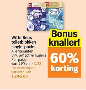 Witte reus toiletblokken single packs -60% bij ah