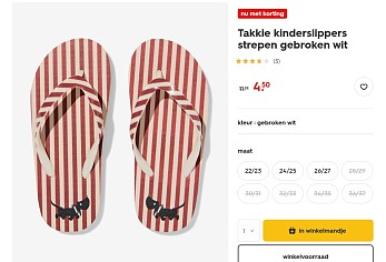 Takkie kinderslippers voor 4,50€