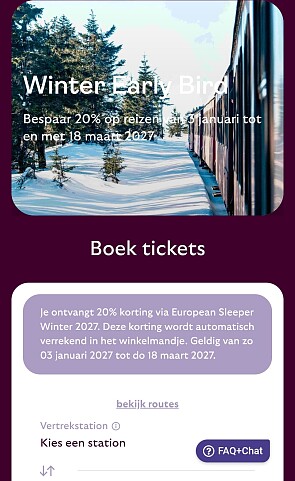 🚂 Winter Early Bird bij European Sleeper - 20% korting
