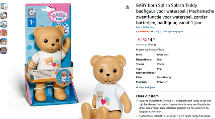 🧸 BABY born Splish Splash Teddy - 52% korting!