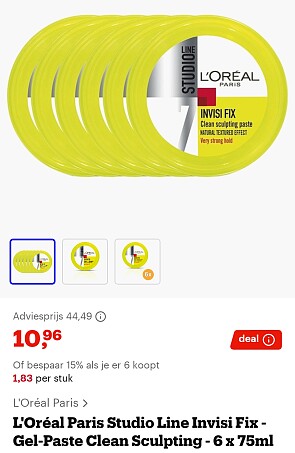 6 x 75ml Studio Line gel! 1,83€/stuk!