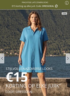 €15 korting op elke jurk