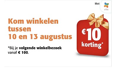 Colruyt trakteert op 10€ korting bij een volgend bezoek